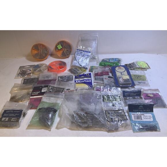 VTG HUGE Branded Fish Tackle Lot Lures Rampala NOS Hooks, Weights Leaders Flies - Picture 9 of 16